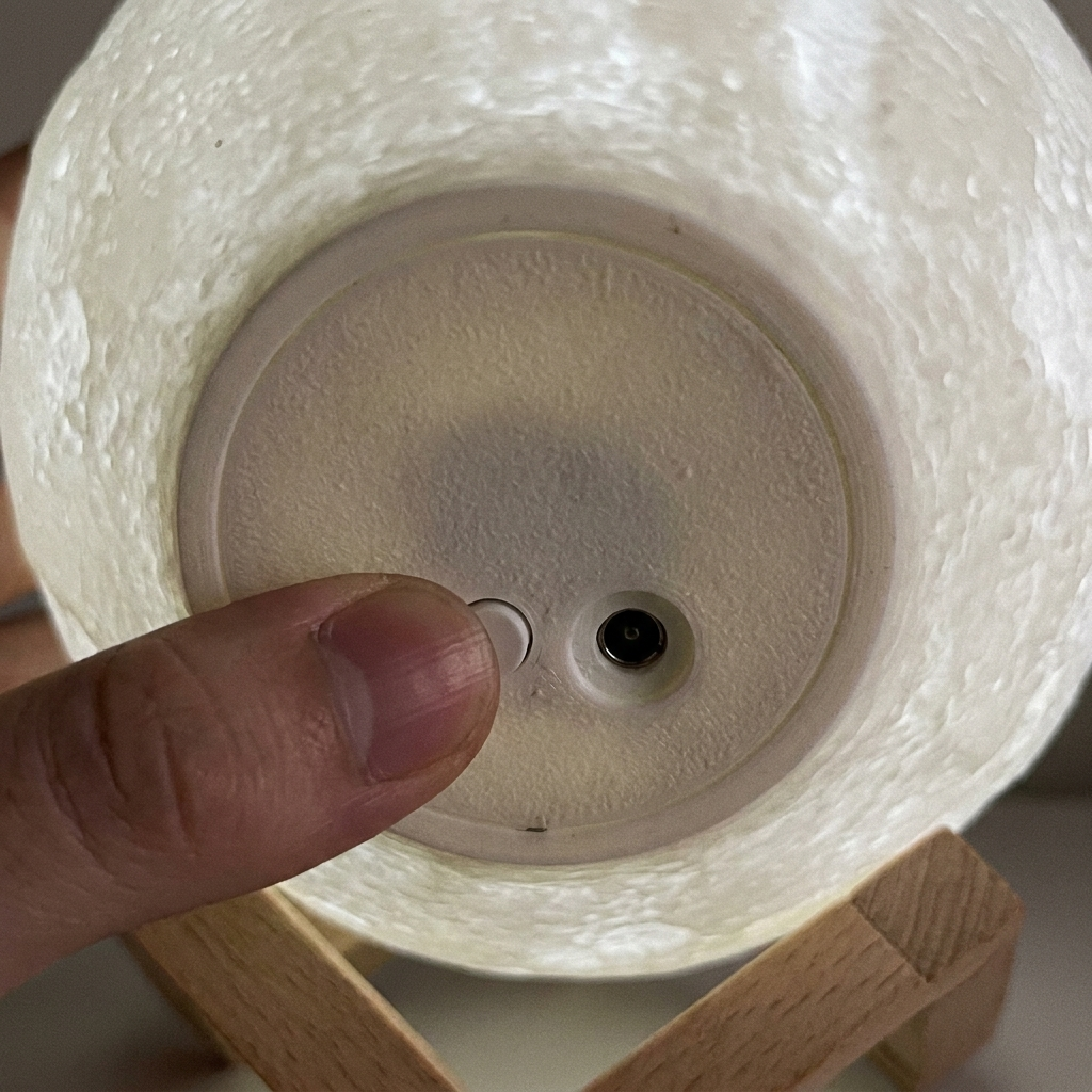 LunaBright 3D Printed Moon Lamp at night
