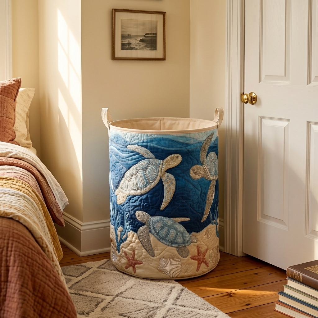 Francine&rsquo;s Hand-Quilted Sea Turtle Basket