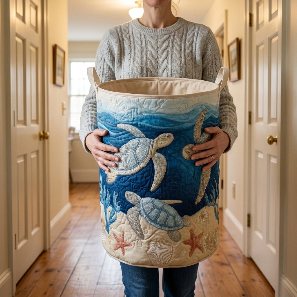 Francine&rsquo;s Hand-Quilted Sea Turtle Basket