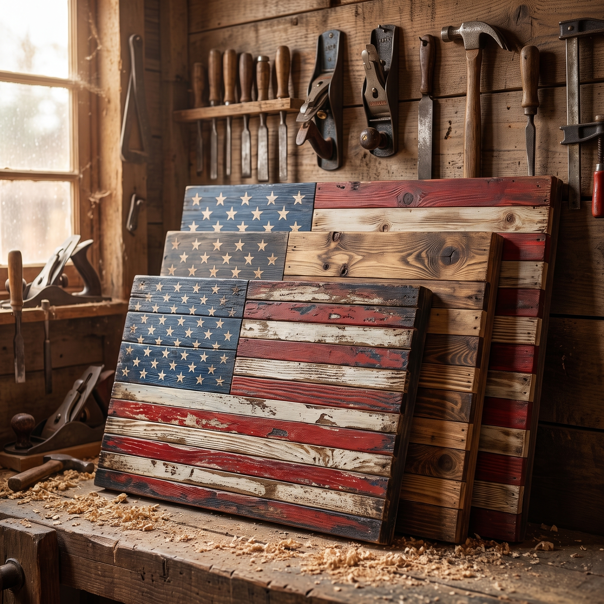 Walt&rsquo;s Hand-Carved USA Flag