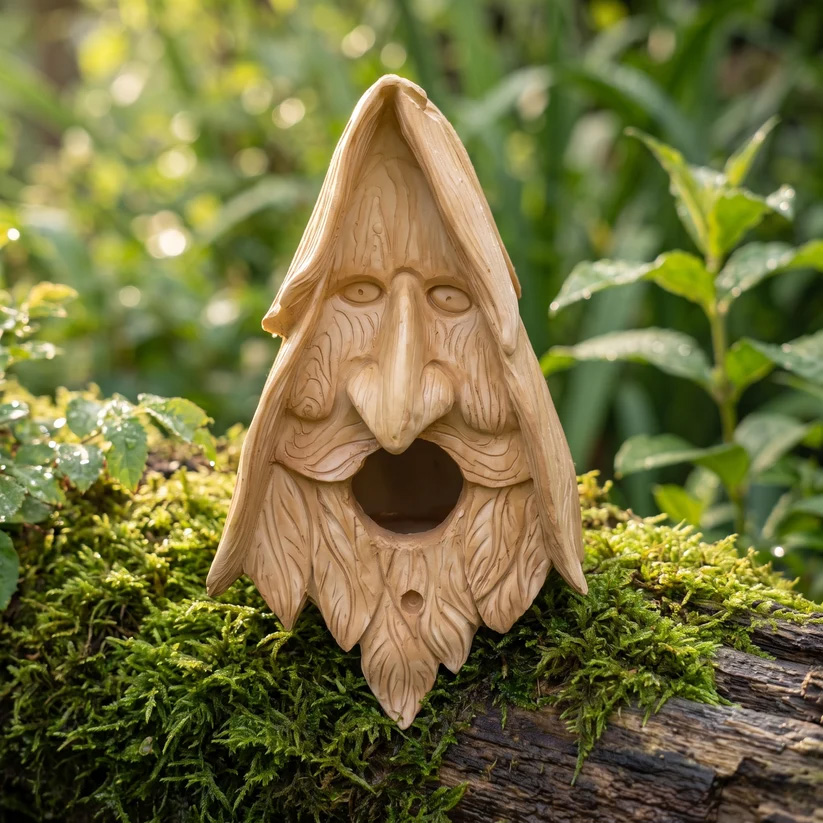 Hand-Carved Wood Spirit Birdhouse, made by Daniel