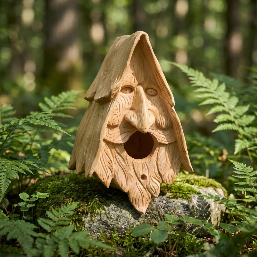 Daniel's Hand-Carved Wood Spirit Birdhouse