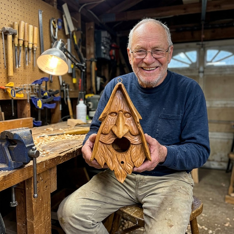 Daniel's Hand-Carved Wood Spirit Birdhouse