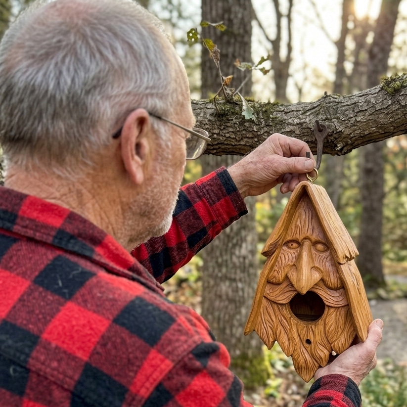 Daniel's Hand-Carved Wood Spirit Birdhouse