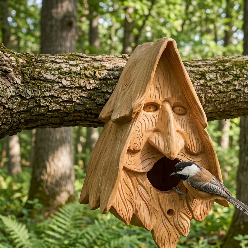 Daniel's Hand-Carved Wood Spirit Birdhouse